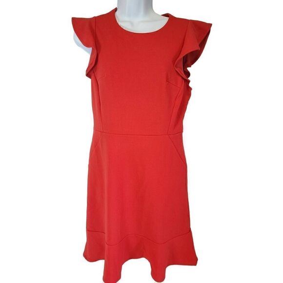 She + Sky Amelia Ruffle Dress Red Women's  Size M G11 - Picture 13 of 13
